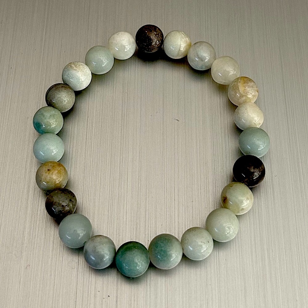 Natural Crystal Amazonite 8mm Gemstone Stretch Bracelet 7”